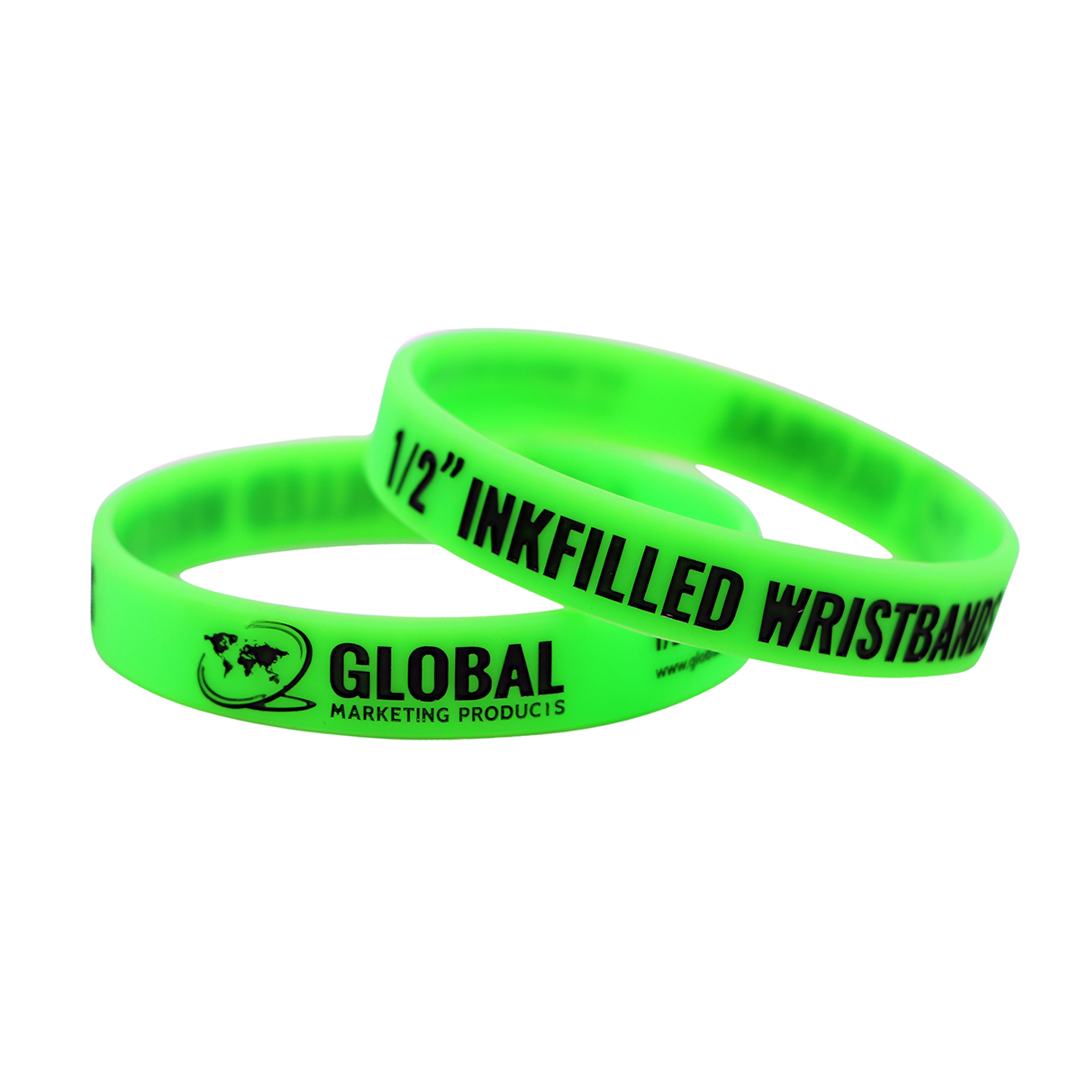 Debossed Ink Filled Silicone Wristbands - 1/2